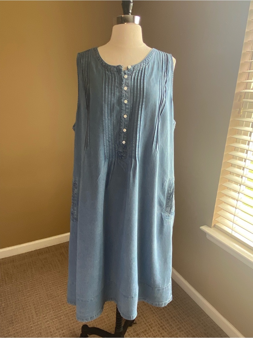 Coldwater Creek Sleeveless Pintuck Midi Dress - XXL- Cottagecore NWT Beach Pics